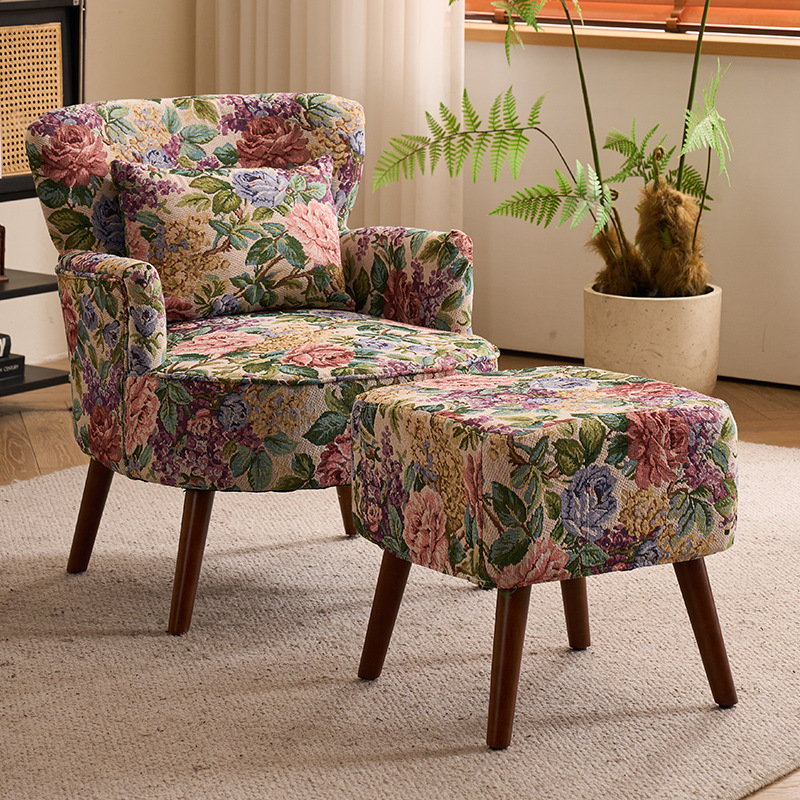 Balcón sala de estar sofá de tela estilo chino estilo americano sofá casual silla de cabecera retró casual silla de sofá