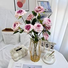 跨境宇嘉3头钻石玫瑰大型婚庆礼堂装饰花材新娘手捧花家居假花