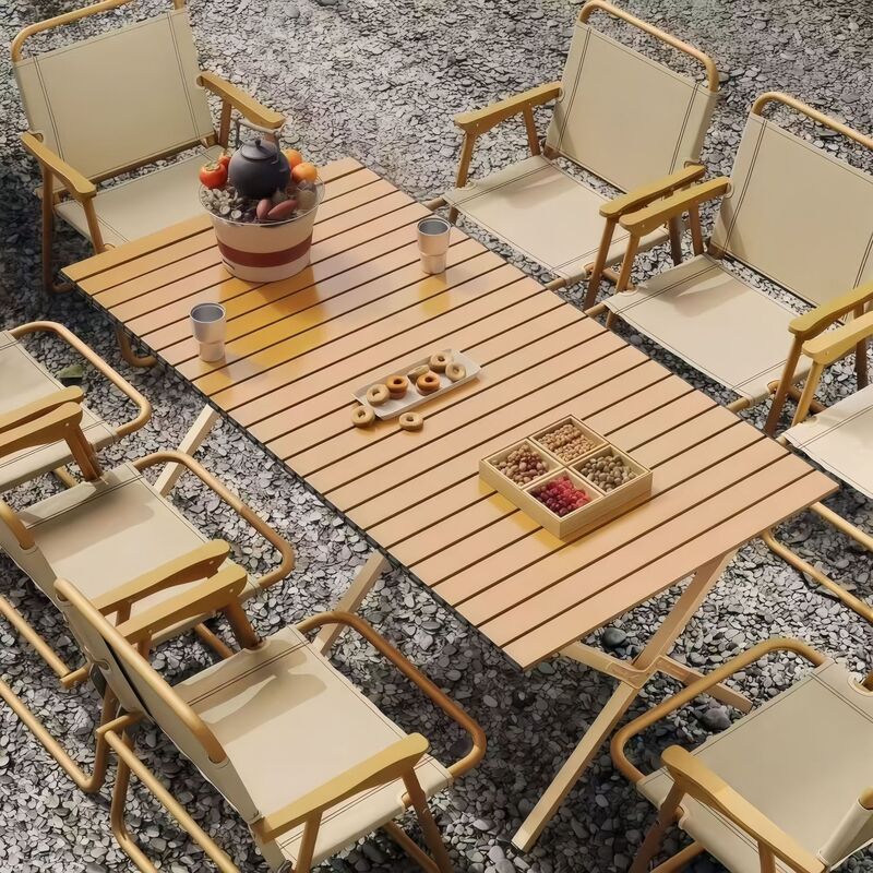 Outdoor Folding Table and Chair Set, Complete Set of Foldable Egg Roll Tables, Thickened and Reinforced Foldable Camping Table Set Outdoor Folding Table and Chair Set, Complete Set of Foldable Egg Roll Tables, Thickened and Reinforced Foldable Camping Table Set