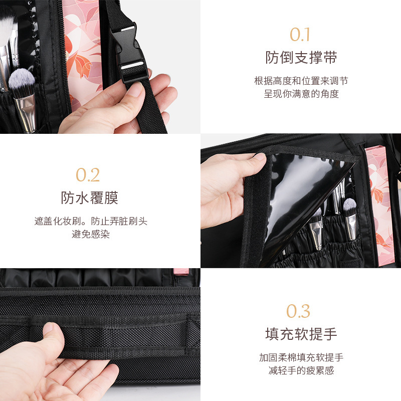 大容量化粧バッグ多層刺繍ネイルアートと化粧師化粧品収納バッグ携帯ツールバッグ|undefined