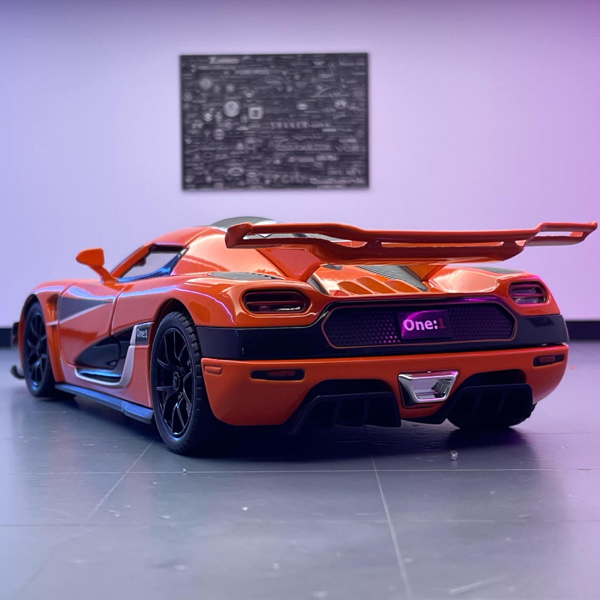 Modelo de coche de aleación xinao 1:24 coniseger Tire hacia atrás coche deportivo con luz efecto de sonido modelo de coche de juguete colección de decoración