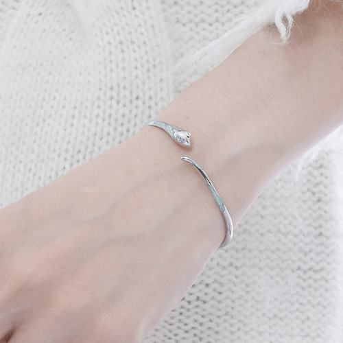 Ocean Blue Snake Shape Bracelet, Niche Design, Instagram Cold Wind, High-End Sense of Style, Personality Fashion, Trendy and Cool, Light Luxury Band