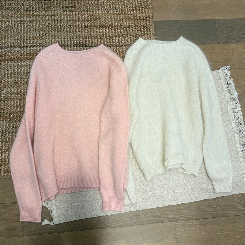 Brushed fabric/autumn and winter new model 90% wool 5% cashmere 5% silk solid color V-neck round-neck basic high-end wool sweater Brushed fabric/autumn and winter new model 90% wool 5% cashmere 5% silk solid color V-neck round-neck basic high-end wool sweater