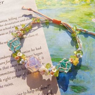 Flowers and Sea Pure Hand-woven Bracelet Small Red Book Opal Fashion Holiday Gift for Girls