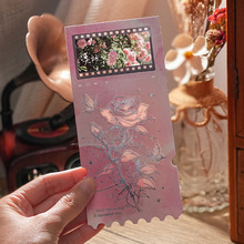 创意透光藏字明信片贺卡高级感七夕告白礼物玫瑰ins风烫金小卡片