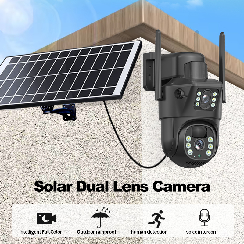 Cámara wifi al aire libre a prueba de agua cámara solar dual 4G HD puede ser monitoreo remoto de visión nocturna 2026 nuevo