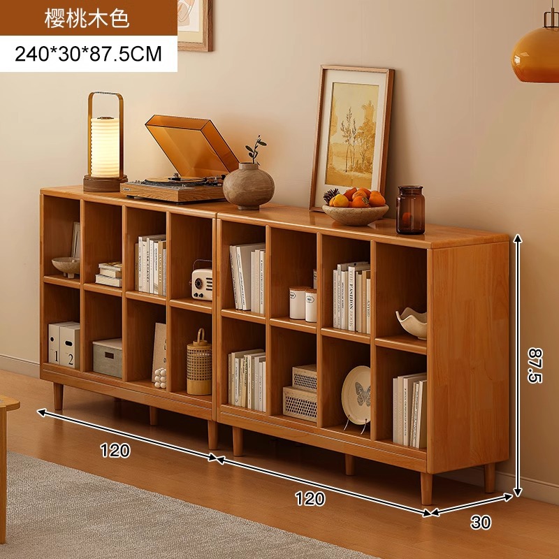 Estantería de madera maciza, cajones de piso a techo, armarios de sala de estar, armarios de rejilla combinados contra la pared, estantes de almacenamiento, estanterías cortas integradas