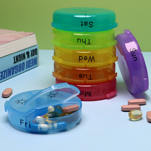 Upgrade waterproof seven-day round 21-grid pill box portable travel pack compartmentalized pill box 