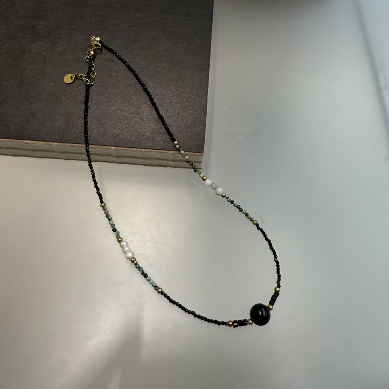 钛钢项链欧美老钱风项链豹纹个性百搭爱心长款项链天然石锁骨链新|undefined