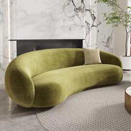 简约现代腰果弧形布艺沙发网红羊羔绒异形豌豆沙发别墅酒店休息区