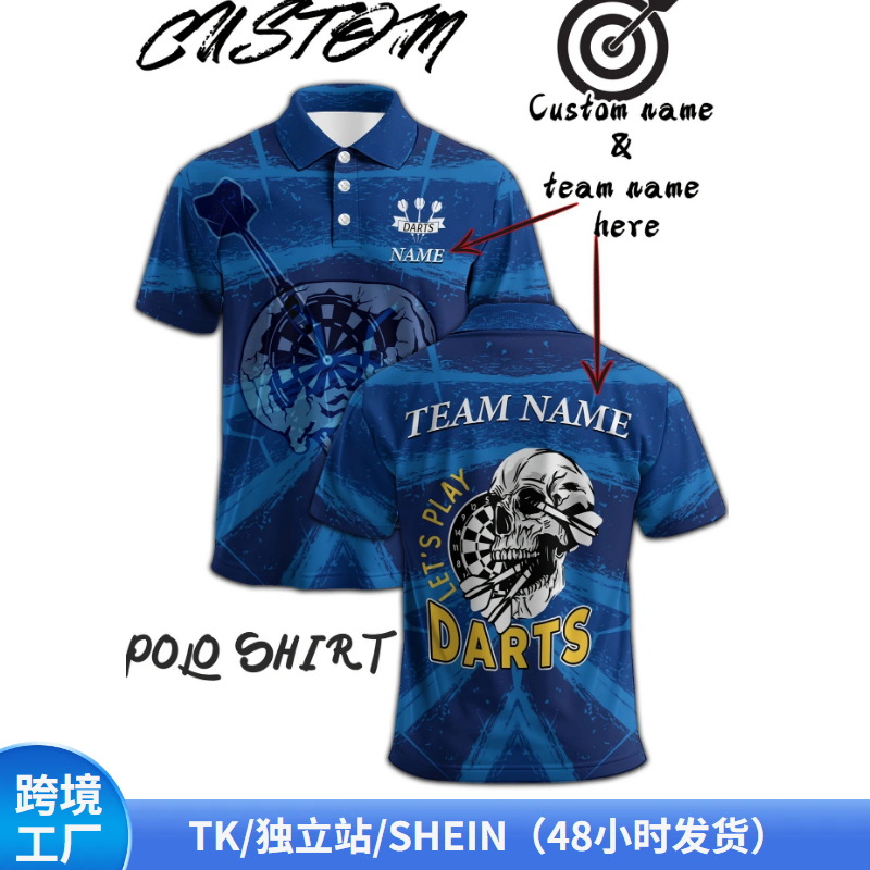 Cross-Border Street Club Men's Polo Shirt Summer 3D Digital Printing Lapel T-Shirt European and American Loose Sports Short Sleeves