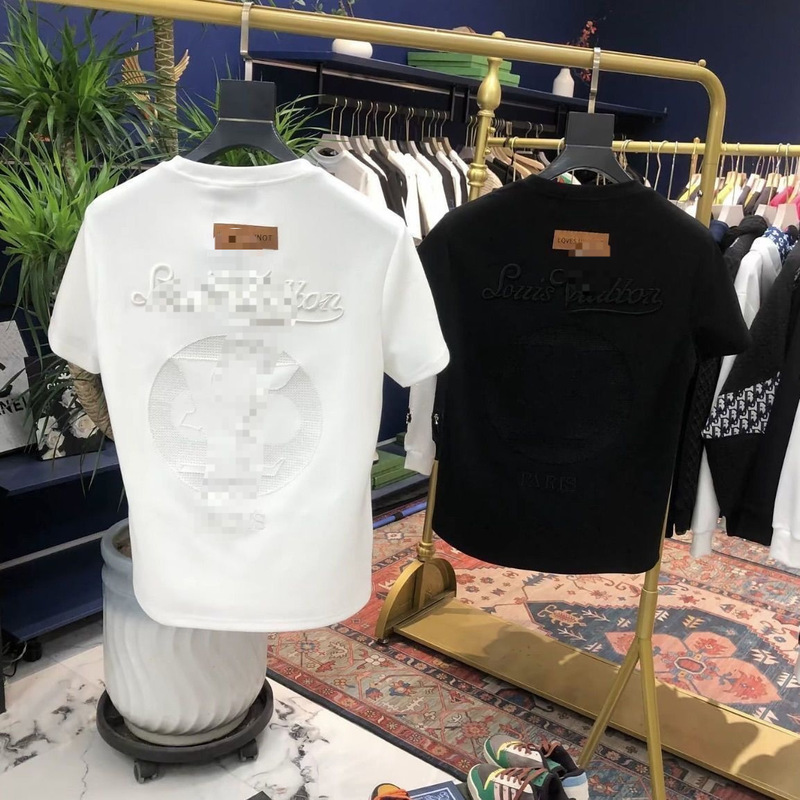 Summer New Style Lv Embroidered T-Shirt for Men, Loose and Versatile Round Neck Short-Sleeve Top, Light Luxury Style Wholesale Summer New Style Lv Embroidered T-Shirt for Men, Loose and Versatile Round Neck Short-Sleeve Top, Light Luxury Style Wholesale