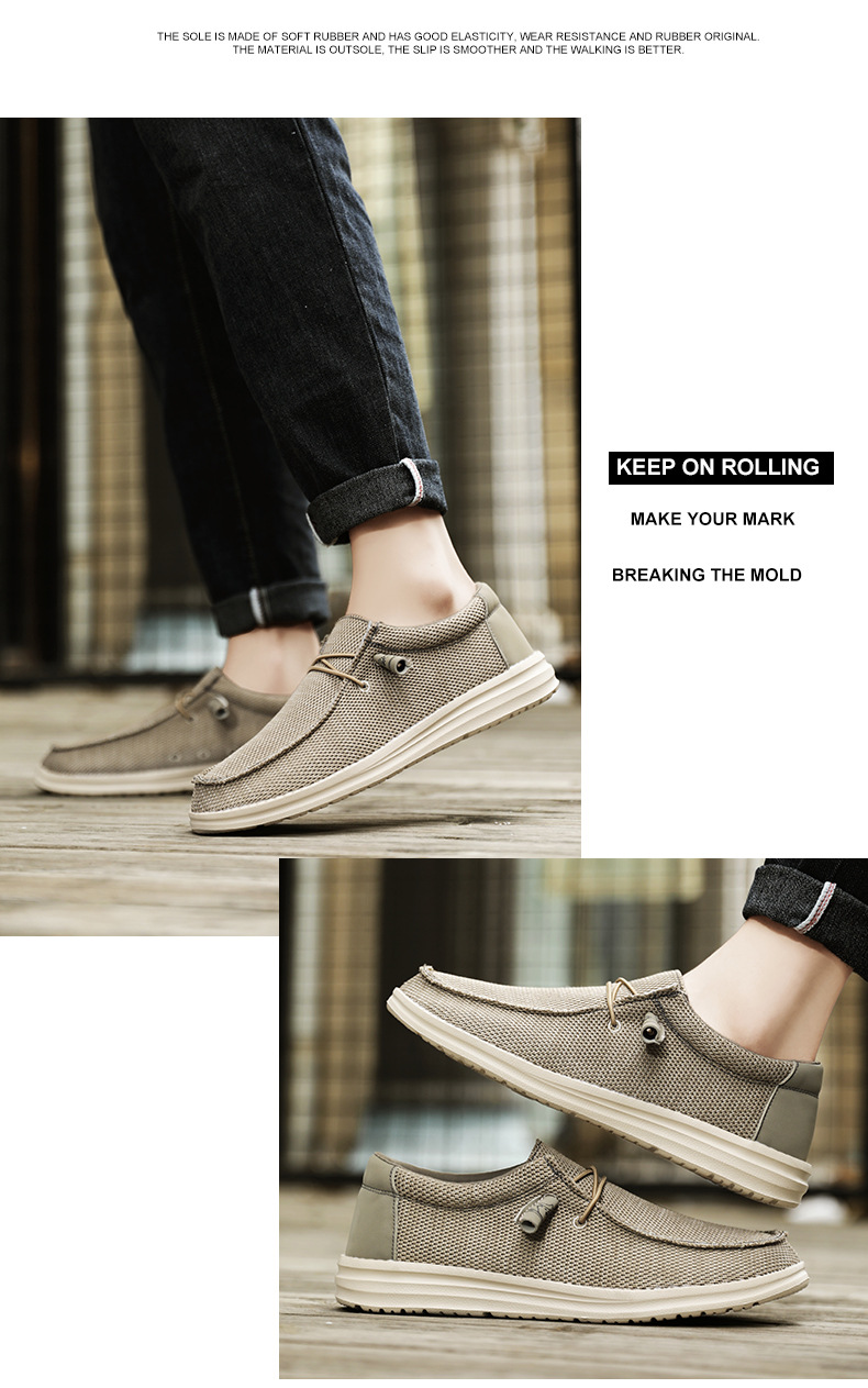 Extra Large Size Cross-border Fly-knit Casual Shoes For Men, Lightweight Slip-on Loafers, Flat Shoes, Men's Loafers In_vogvips.com