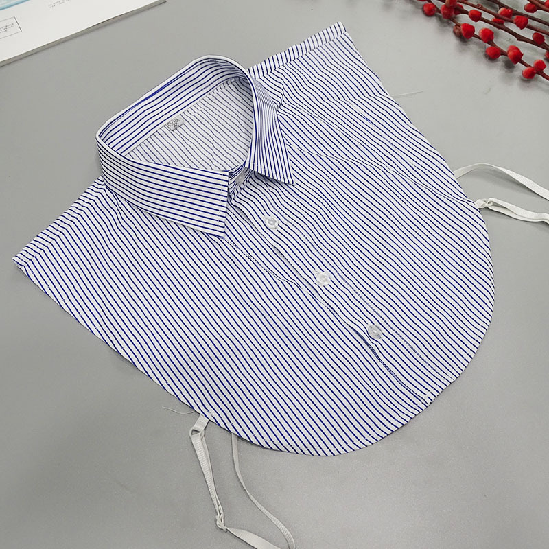Fake cuello camisa de los hombres cuello camisa versátil simple rojo y azul rayado casual profesional formal desgaste puro algodón falso
