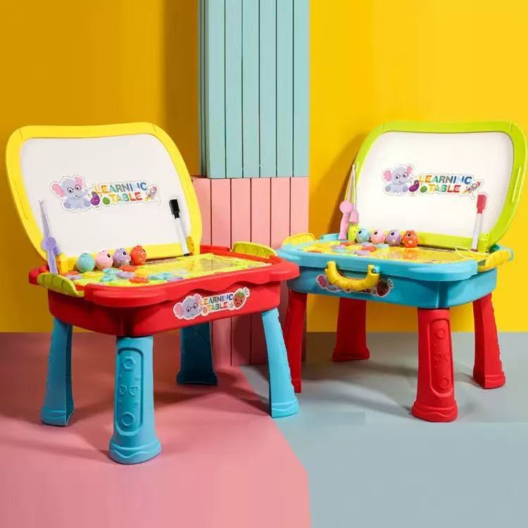 Cross-Border Multifunctional Game Learning Table Children's Educational Drawing Board Letter Cognitive Maze Fishing Storage Toy Table