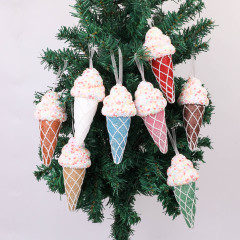 新しいクリスマスアイスクリームペンダントクリスマスツリーかわいいピンクコーンペンダントクリスマスシーンレイアウト小道具