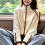 女士加厚撞色秋季开衫