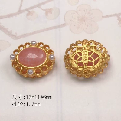 Natural red stone five-petal flower Zərgərlik ara hissələri - pearl-oval-style