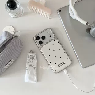 Чехол для телефона Apple iPhone 17 Pro Max, чёрный в горошек, полнообволакивающий противоударный