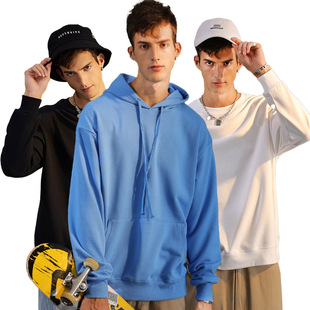 380g Thickeneded Pure Cotton Heavy-Duty Off-Shoulder Terry Cloth Hooded Pullover Sweatshirt Trendy Brand Oversized Printed and Embroidered Words