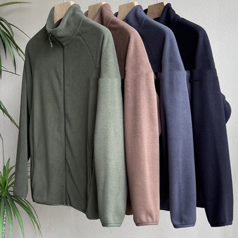 24SS lana polar cremallera cálida chaqueta de manga larga chaqueta de pelusa de manga larga