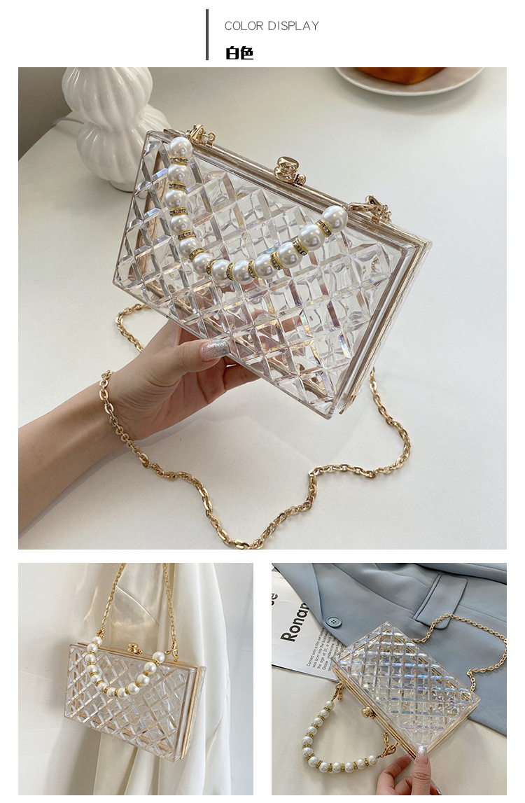 Fashion Transparent Pearl Handle Messenger Bag display picture 10