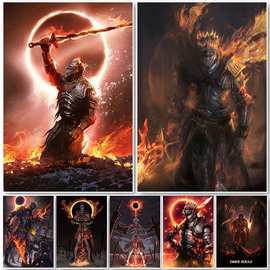 黑暗灵魂dark souls海报TIKTOK亚马逊装饰画厂家一件代发帆布画芯