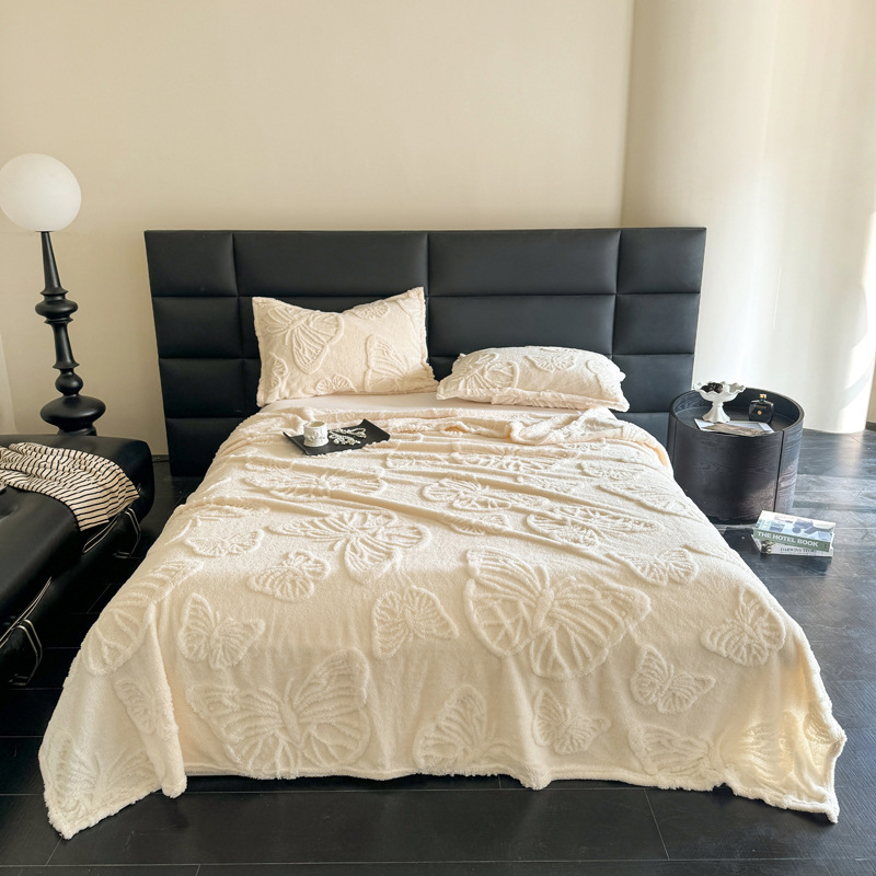 Exportaciones transfronterizas exclusivas para el comercio exterior, nueva manta de jacquard de mariposa Tafu, terciopelo de cordero, terciopelo de leche, terciopelo Falai