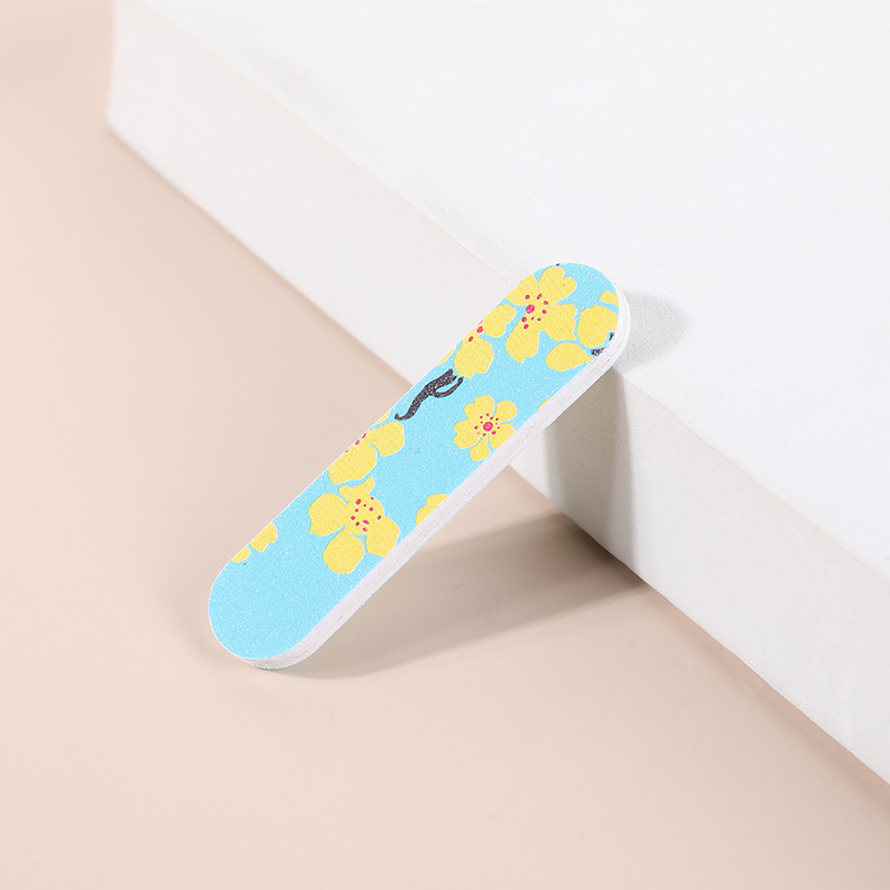 Mini impreso EVA pequeña lima de uñas portátil de doble cara de molienda en forma de uñas lima de uñas tira de manicura herramienta