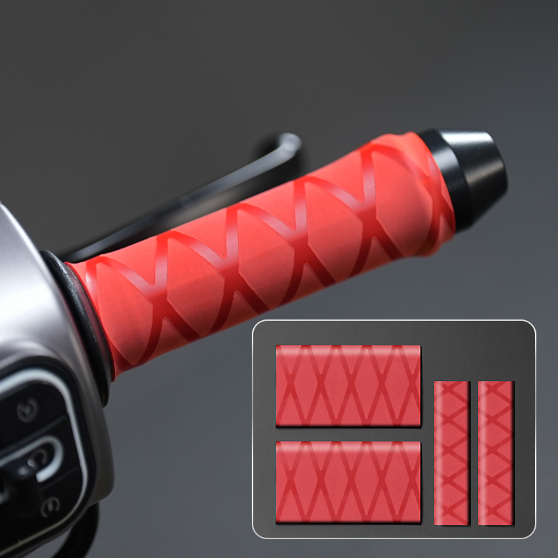 Vehicle Handlebar – Motuoche Motorcycle Handle Cover - rainbow-grid-heat-shrink-handlebar-brake-cover-red