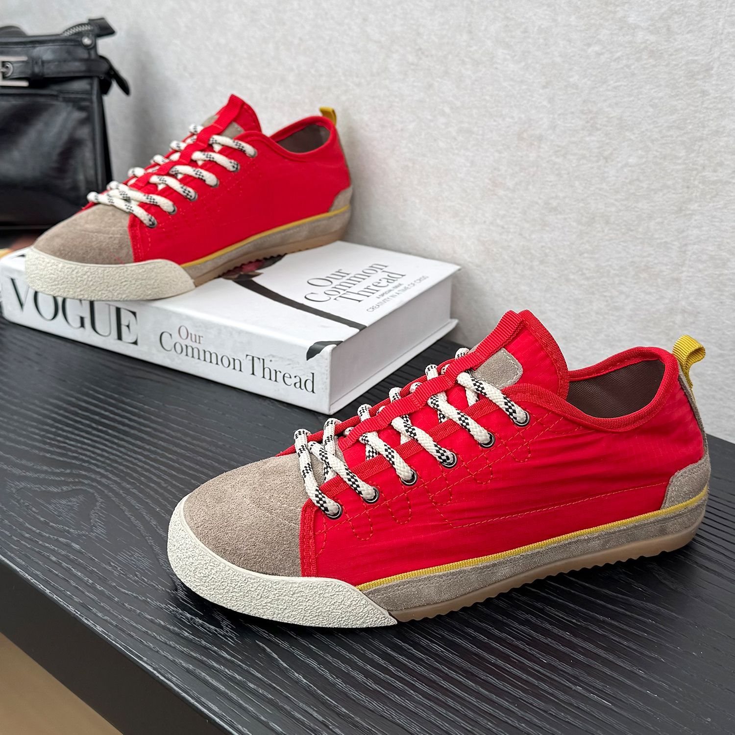 Retro Satin Soft Sole Casual Sneakers For Women 2026 Spring New Round Toe Lace-Up Color Block Versatile Fashionable_vogvips.com
