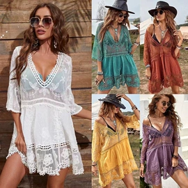 沙滩裙;沙滩防晒服;连衣裙