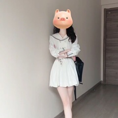 韩系时尚设计感小众海军领拼接连衣裙女学生夏季收腰显瘦花苞裙子
