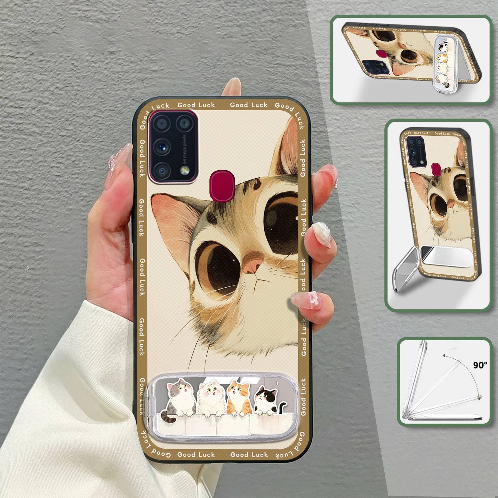 适用三星手机壳个性全包边猫咪动漫硅胶防尘搞怪新款纯色趣味
