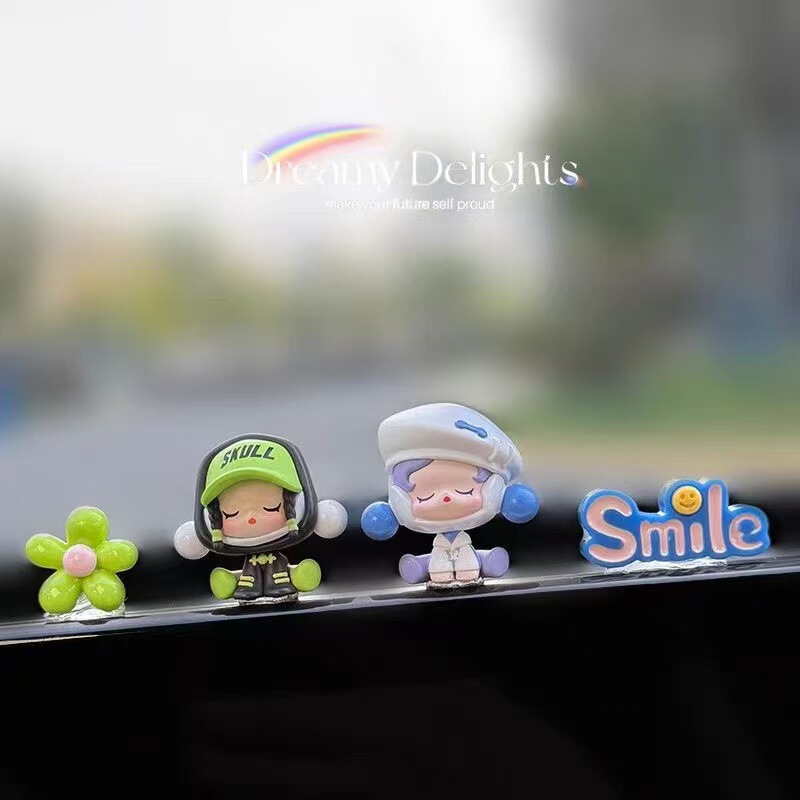 Bubble Mart Car Screen Ornaments Car Center Console Display Decorative Supplies Doll Car Interior Accessories Doll