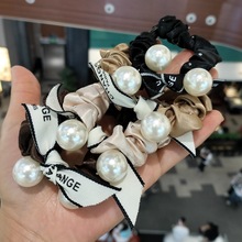 韩版新款珍珠大肠发圈女蝴蝶结高弹力扎头发皮筋时尚简约气质头绳