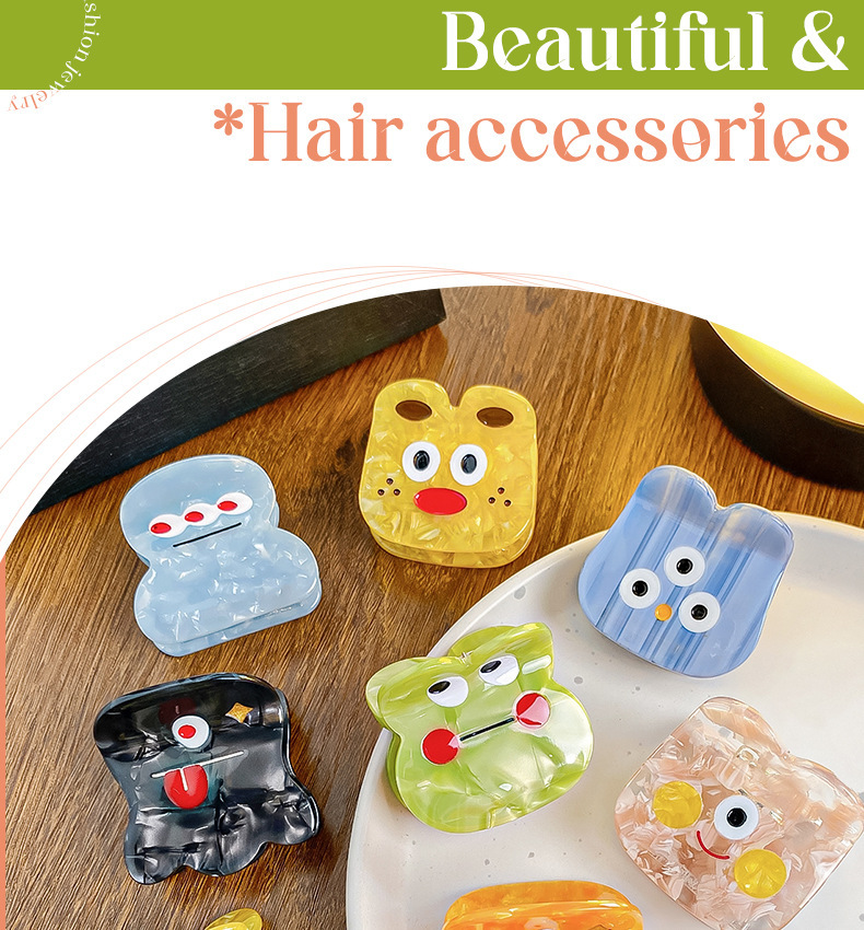 Baifeiya kleine Acetat-Haarspange, süße kleine Monster-Haarnadel, Geisterpferdchen, Mädchen, Herz-Haarspange, hoher Pferdeschwanz, Haarschmuck, Kopfschmuck_voghion.com