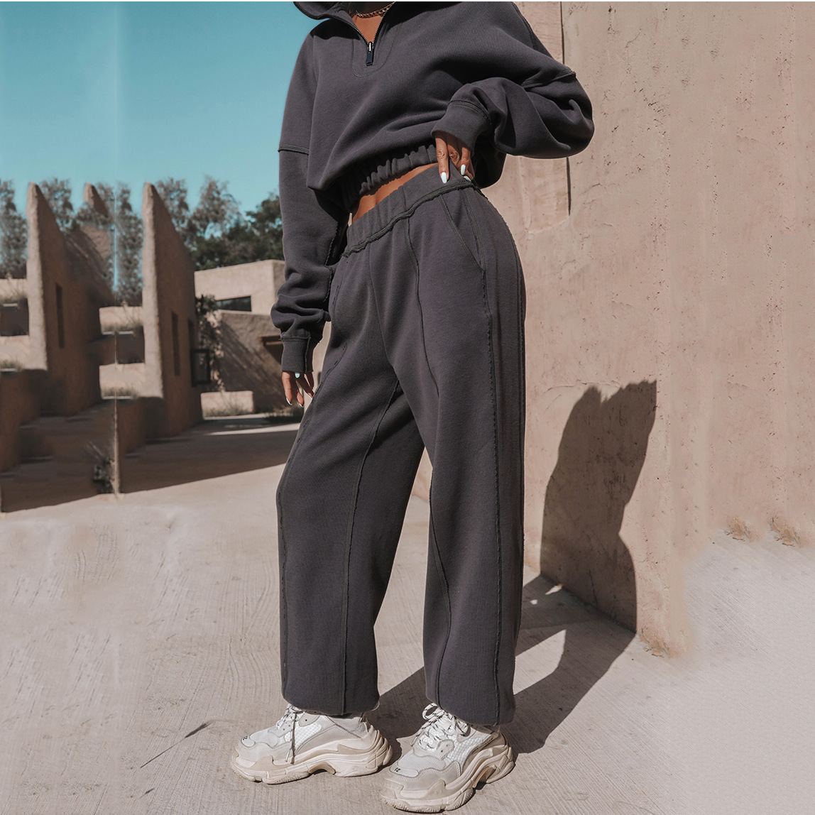 2025 INS Autumn Winter New European And American Foreign Trade Women's Fashion Sports Casual Sweatshirt Two-Piece_ecoleips.com
