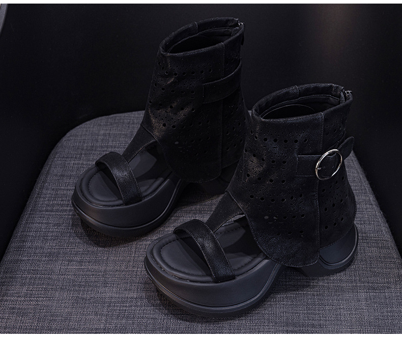 Sandal nữ đế dày hở mũi phong cách La Mã mùa hè 2026 — Nâu caramel 5069-1, Be 5069, Đen 5069-1, Nâu caramel 5069 chi tiết 35