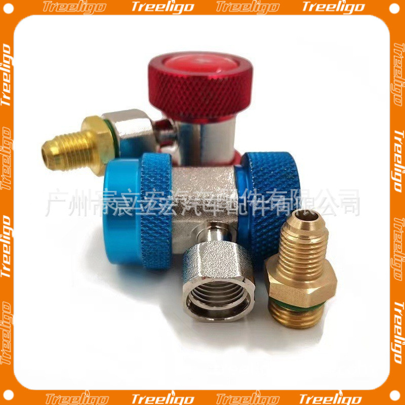 R134a Aire acondicionado automotriz Conector rápido de alta y baja presión Herramienta de fluoruro Material de latón Conector ajustable en línea image 6
