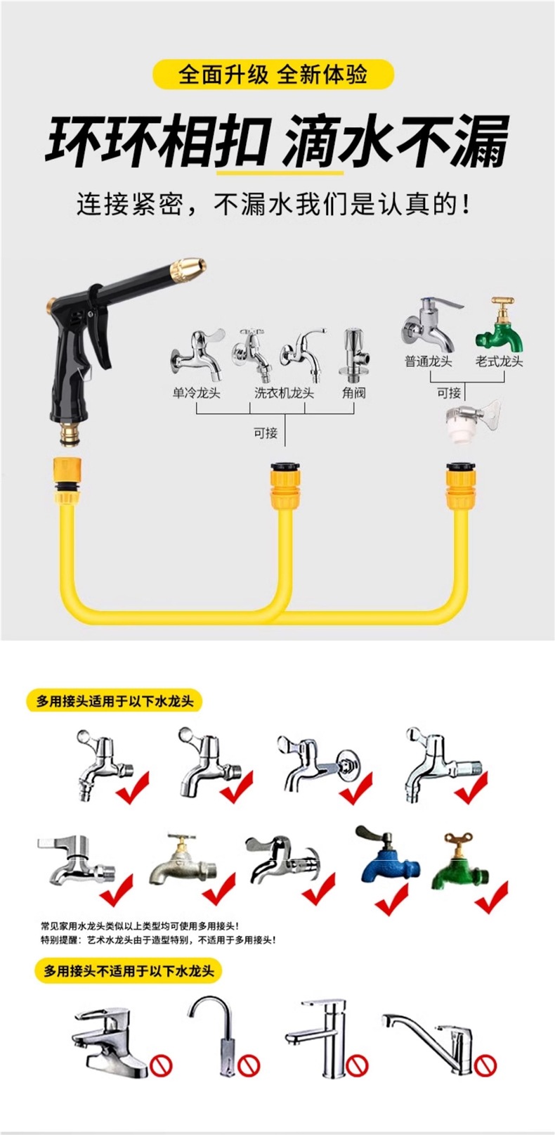 Car Wash Water Gun High-Pressure Nozzle Household Soft Pvc Water Pipe Booster Tool Artifact Spray Gun Tap Water to Flush the Car and Water the Flowers