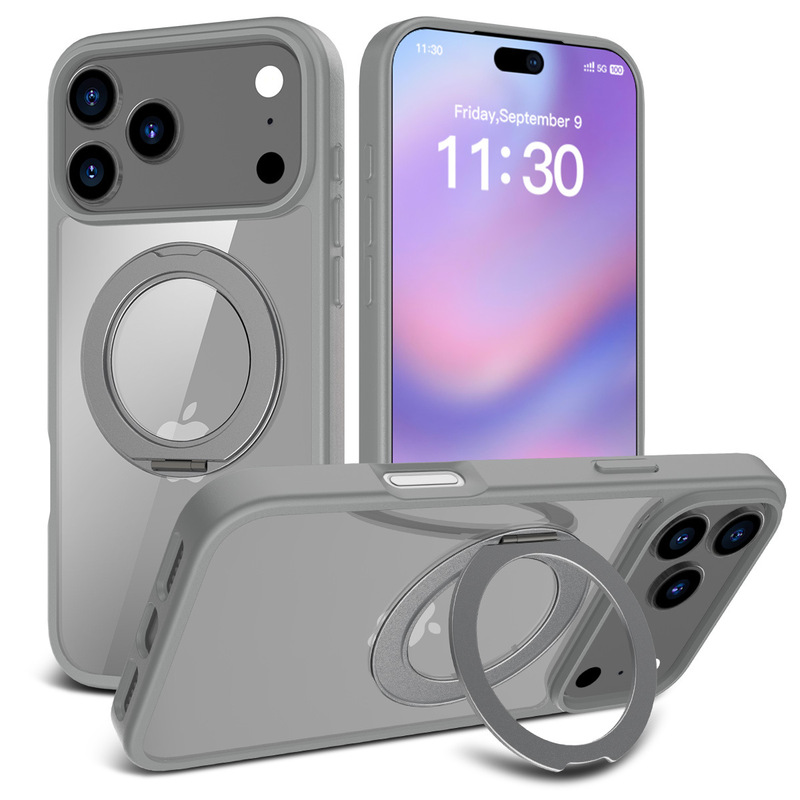 适用iPhone17promax磁吸磨砂透明16plus苹果带旋转隐形支架手机壳|undefined
