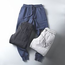 秋冬款日单休闲男士束口加绒卫裤宽松针织运动裤潮男保暖裤