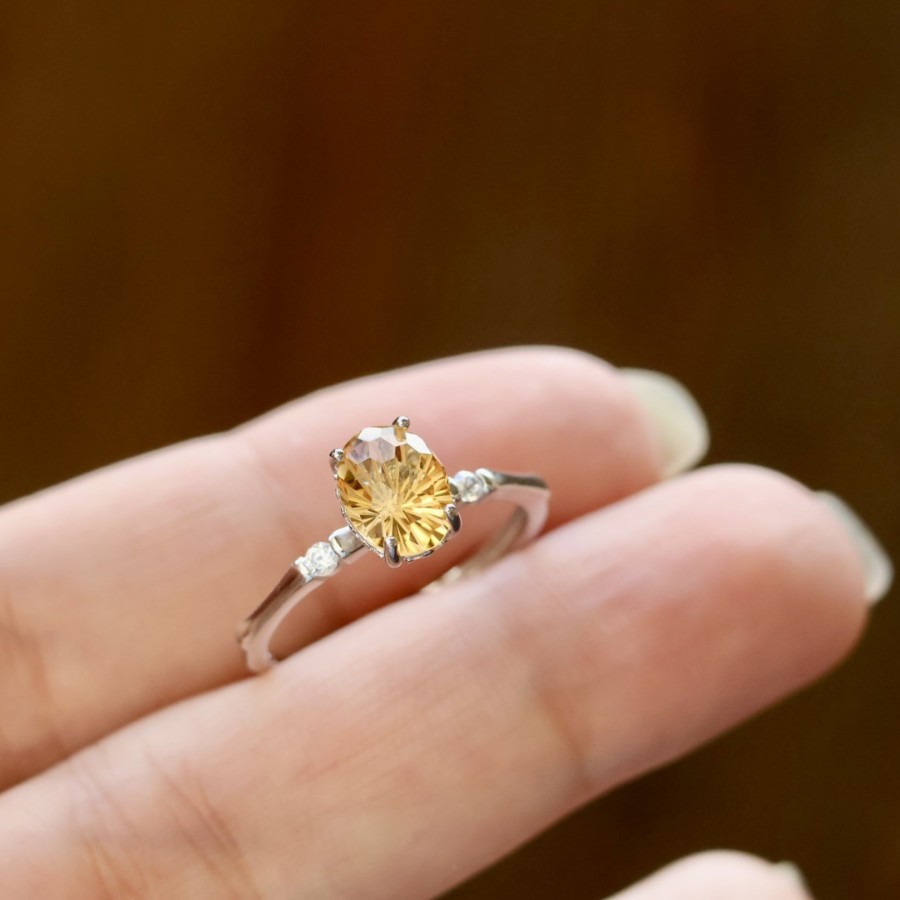 Anello donna in cristallo giallo naturale e argento sterling 925_voghion.com