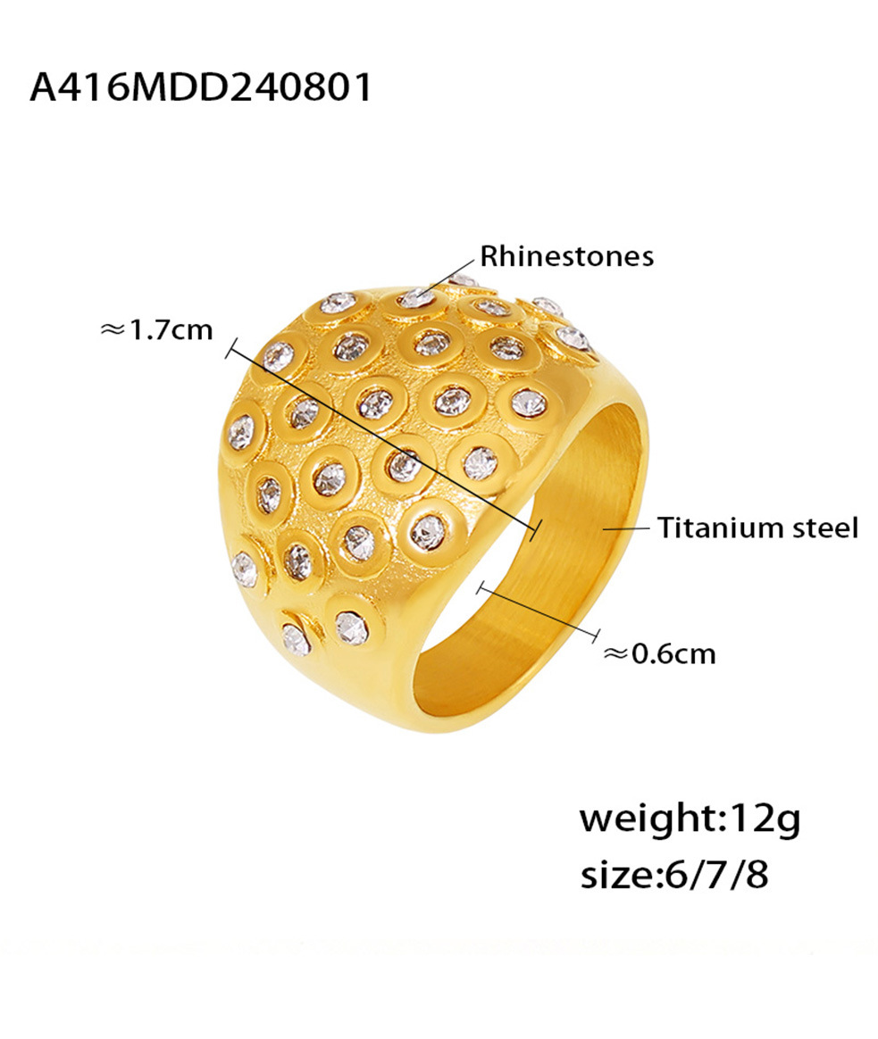 Sparkling Diamond Ring For Women Wide Titanium Steel Bubble Ring_voghion.com