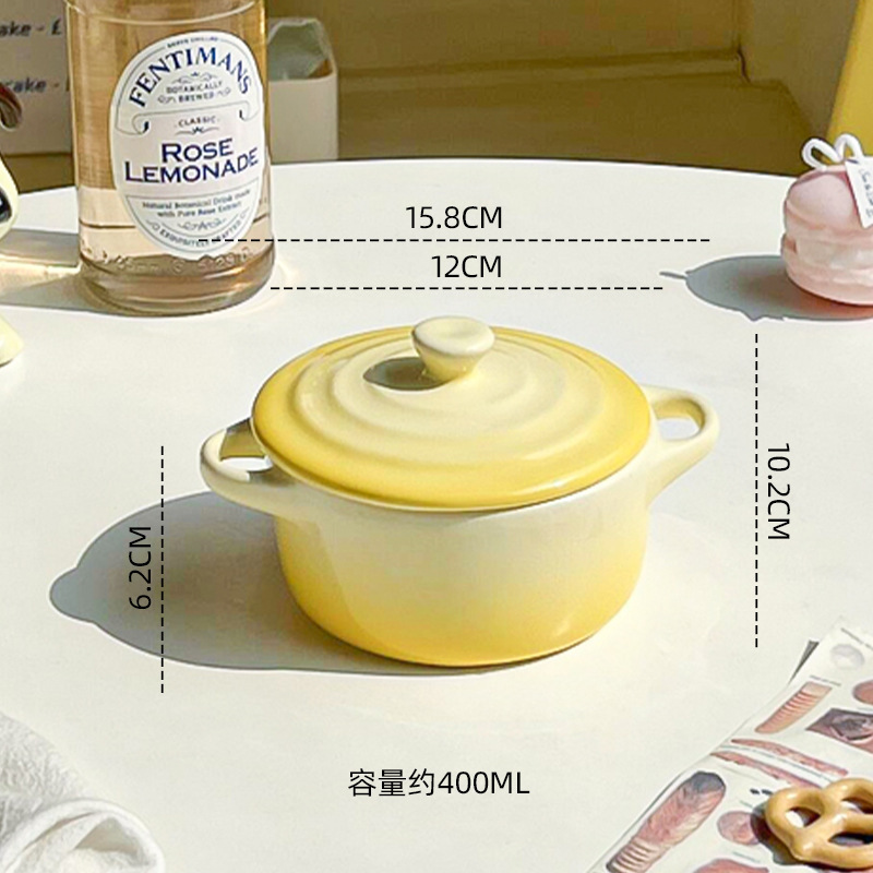 Ins風陶磁器蒸し卵碗双耳家庭用蓋付き蒸し卵スープ専用碗煮込み卵碗電子レンジ焼き碗|undefined