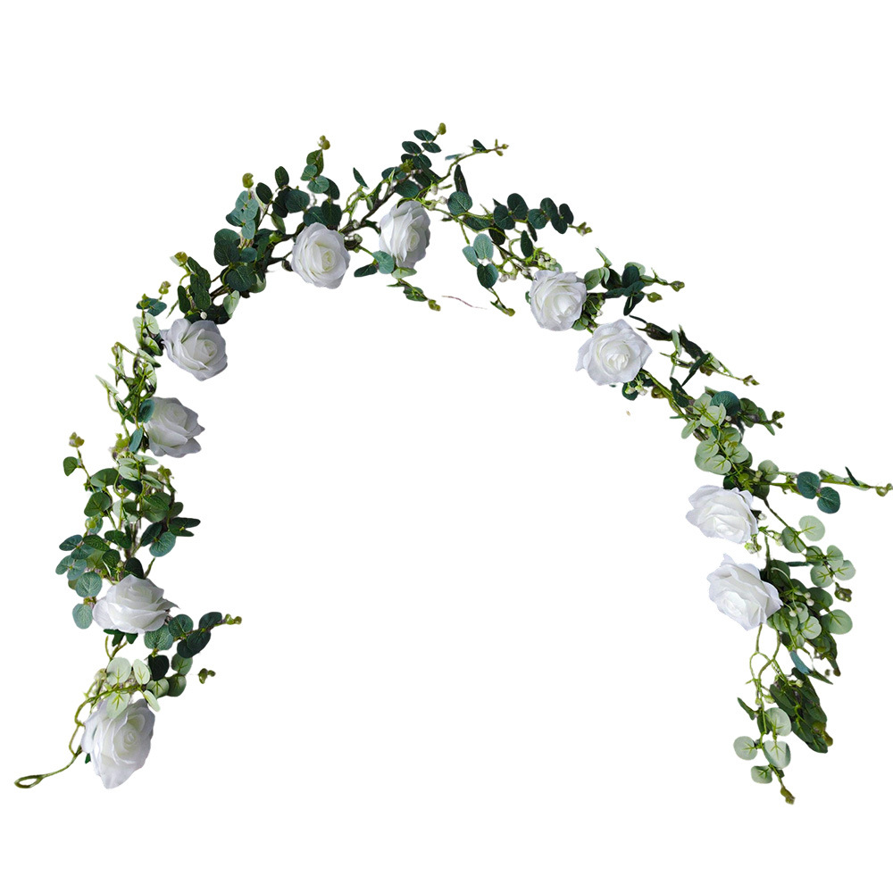 Simulación de flores rosas de vid arco de boda enredado de vid peonía vid