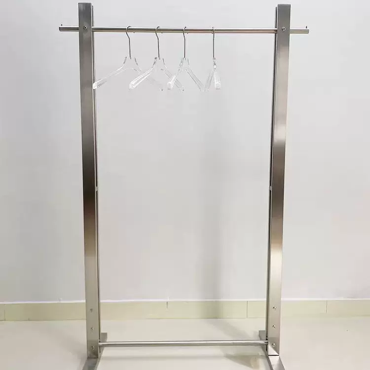 服装店展示架女装店落地式挂衣架男装店不锈钢中岛陈列架银色货架