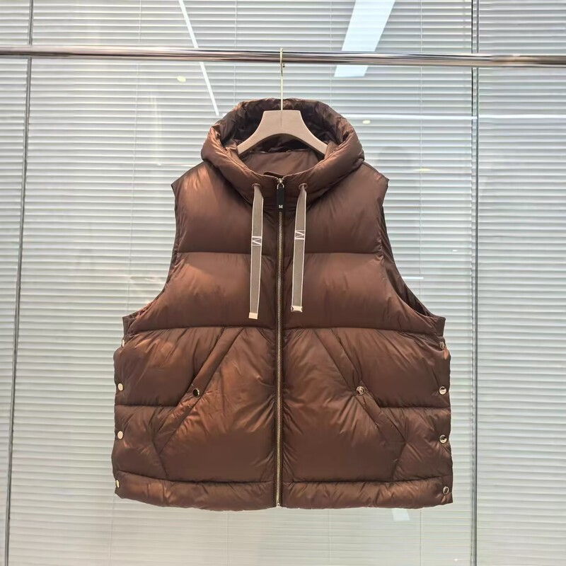 Cross-Border Winter White Duck down Vest, Thickened and Warm, Loose-Fitting, Plus-Size Women's down Jacket Vest with Drawstring, Fashionable and Versatile Cross-Border Winter White Duck down Vest, Thickened and Warm, Loose-Fitting, Plus-Size Women's down Jacket Vest with Drawstring, Fashionable and Versatile