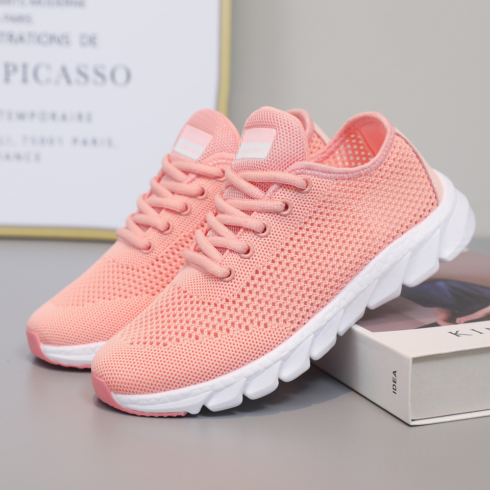 Zapatos de mujer de verano huecos con suela suave cómodos zapatos de correr al aire libre ligero correa de malla de verano transpirable